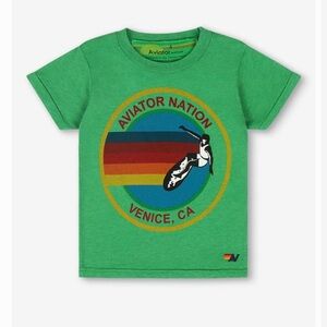 Aviator Nation Bright Kelly Green Graphic Tee unisex kids sz 8